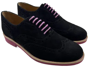 Mens Black and Pink Suede Wingtip Dress Shoes