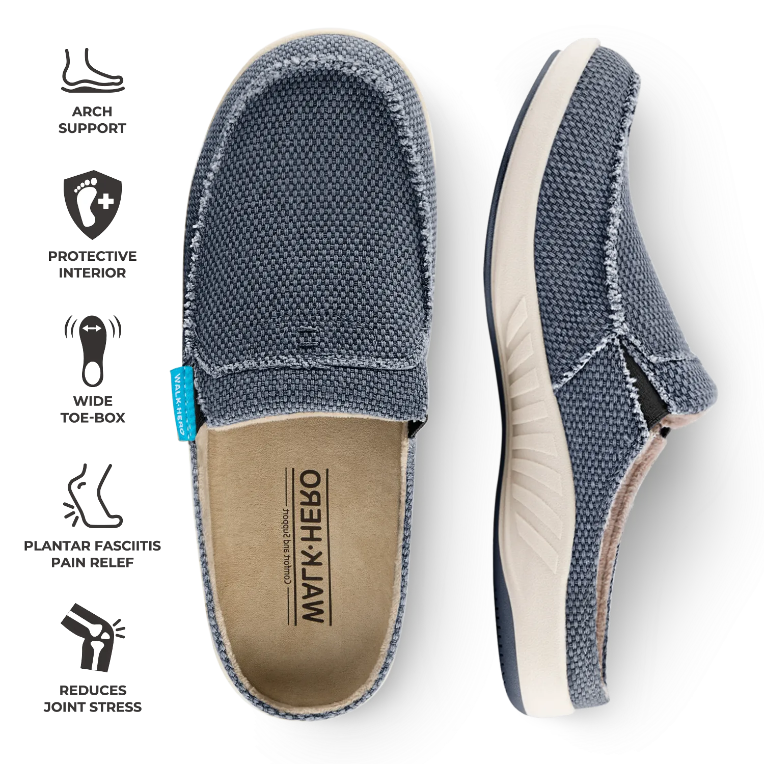 Men's Canvas Arch Support Slippers - BOGO