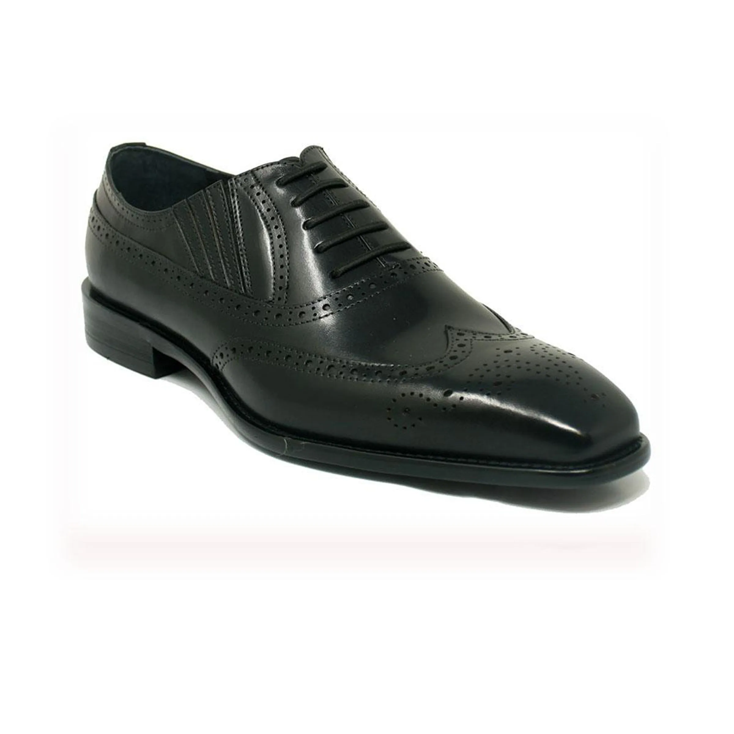 Mens Carrucci Burnished Leather Classic 1920's Wingtip Dress Shoe in White