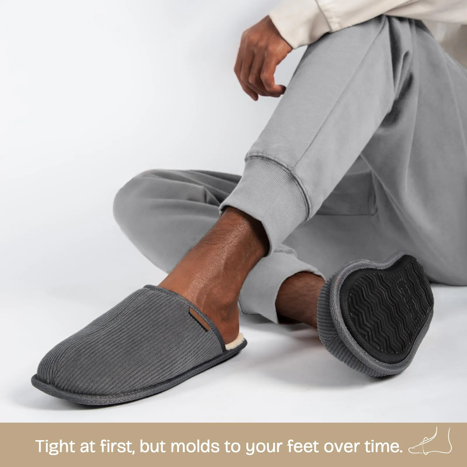 Men's Corduroy Slippers with Memory Foam Soles