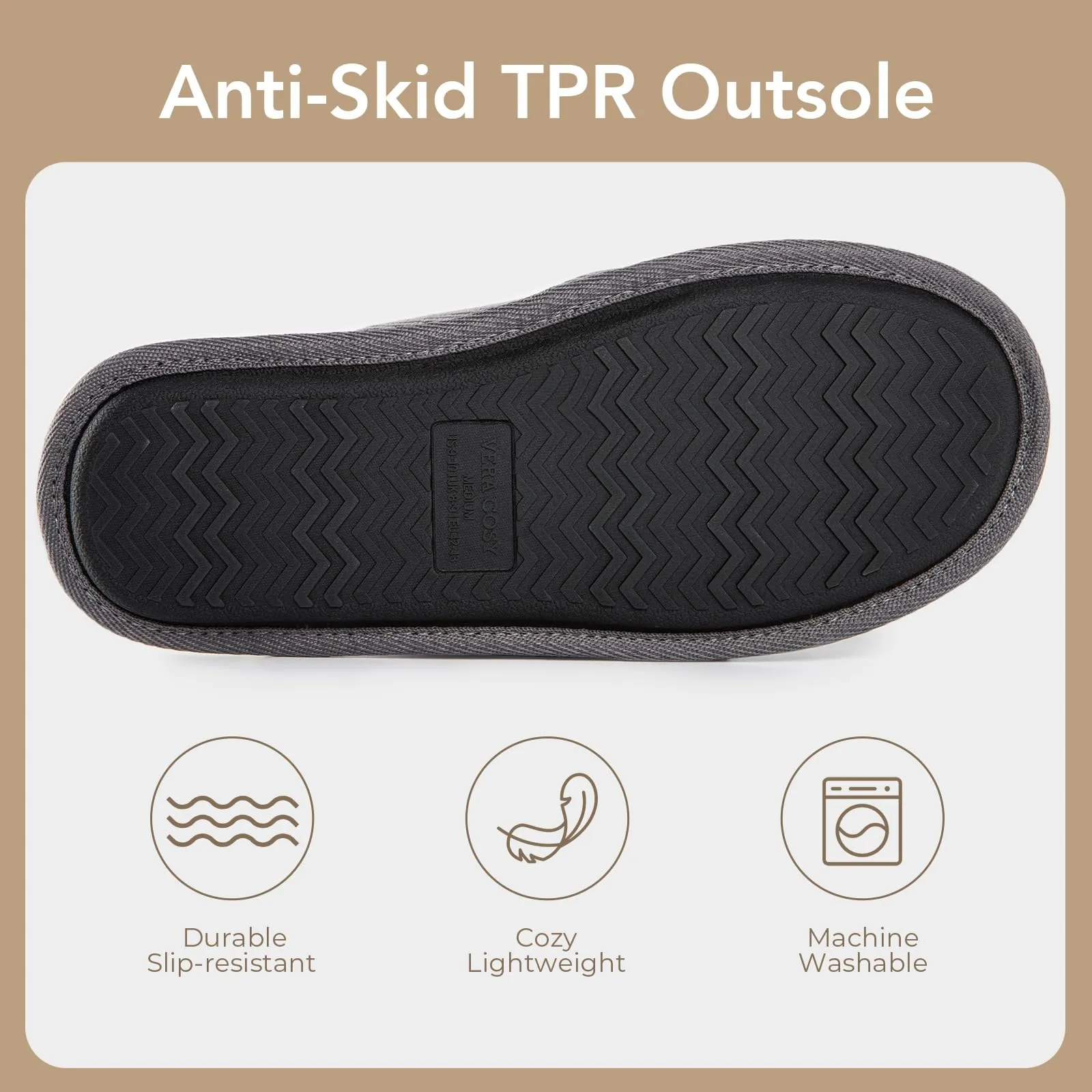 Men's Corduroy Slippers with Memory Foam Soles