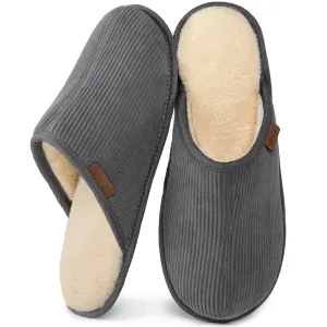 Men's Corduroy Slippers with Memory Foam Soles