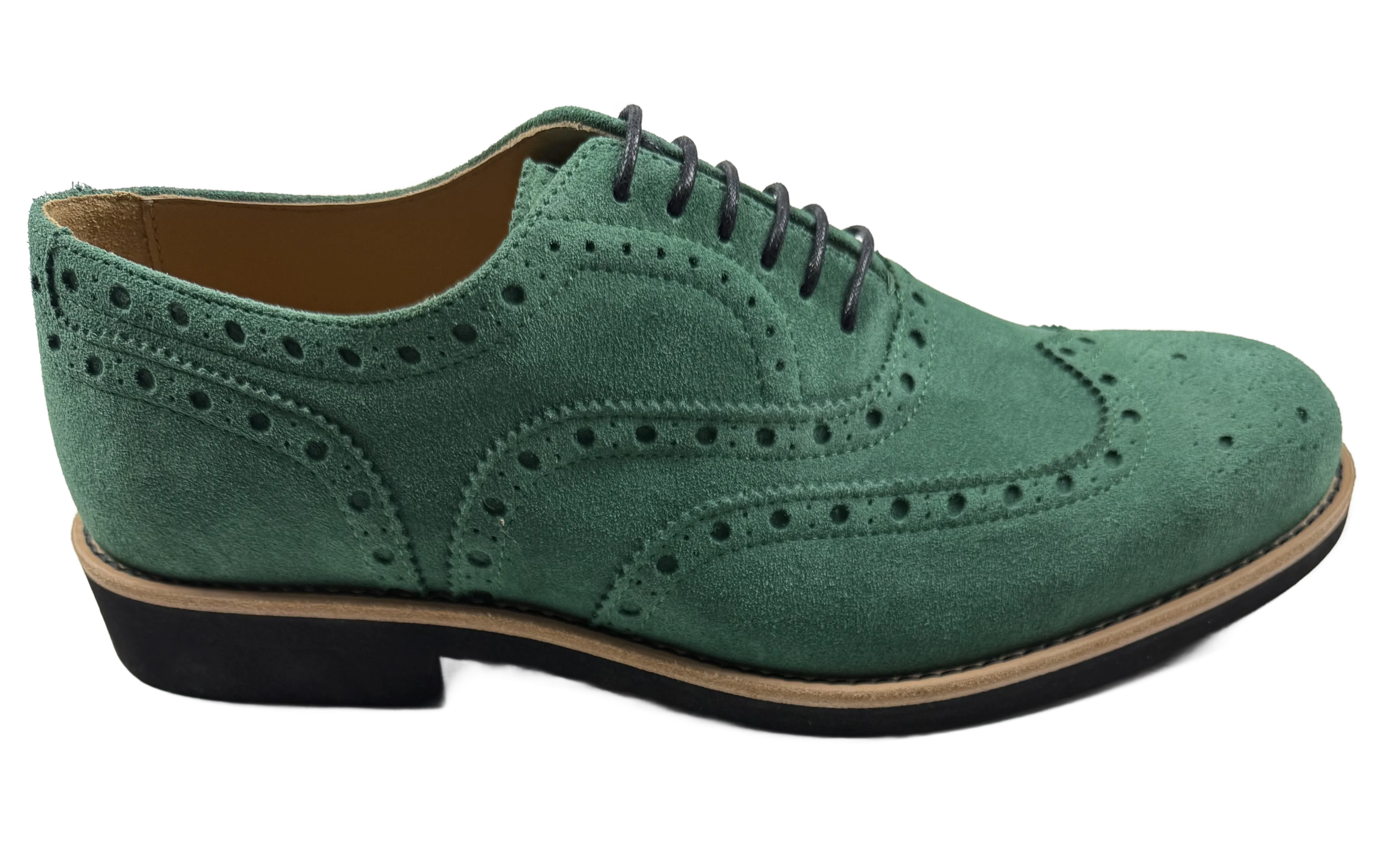 Mens Green Suede Wingtip Dress Shoes
