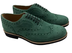 Mens Green Suede Wingtip Dress Shoes
