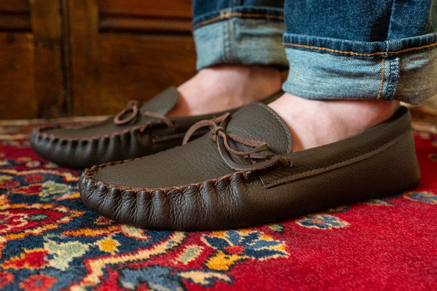 Men's Lined Leather Moccasins Slippers (Final Clearance)
