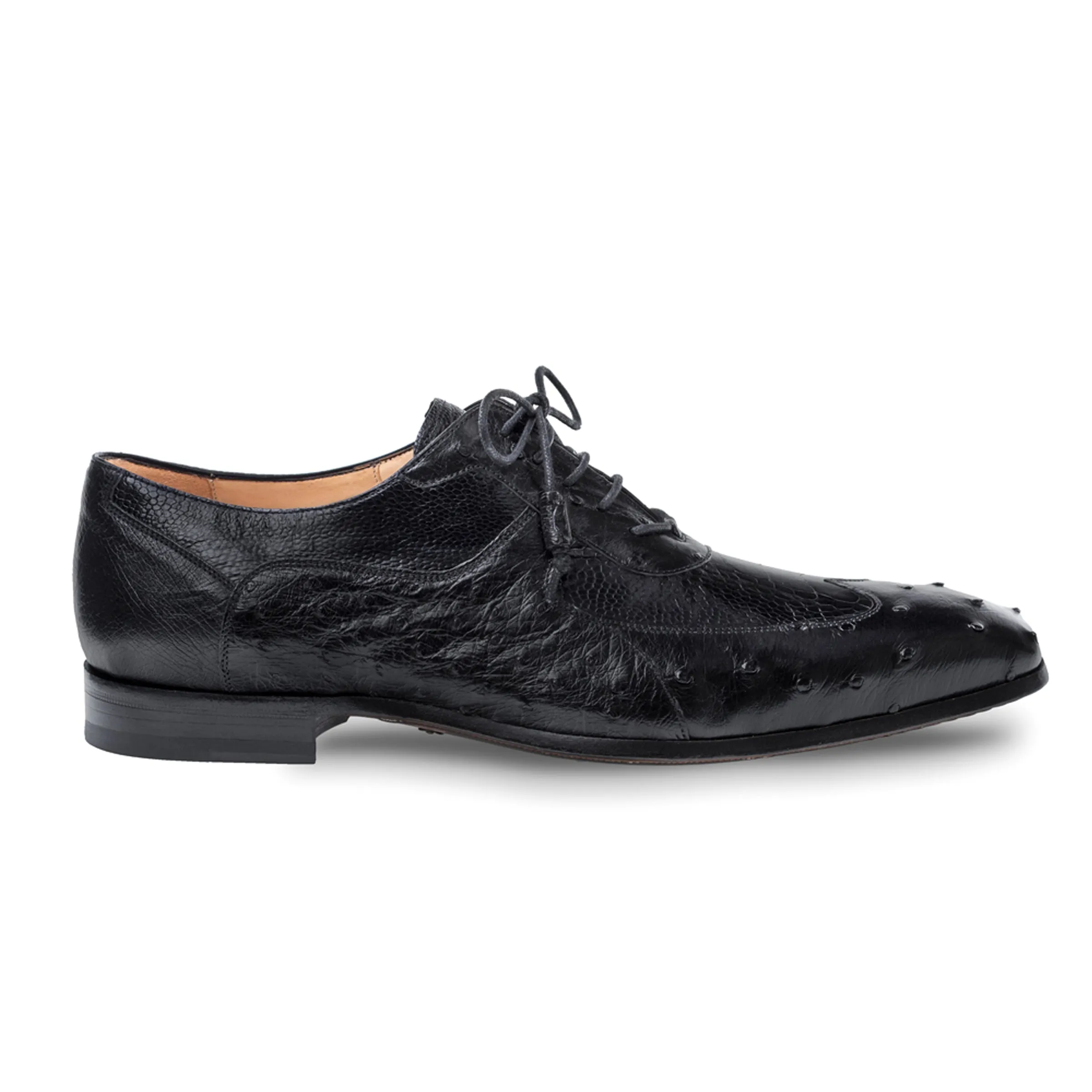 Mens Mezlan Getty Ostrich Wingtip Dress Shoe in Cognac