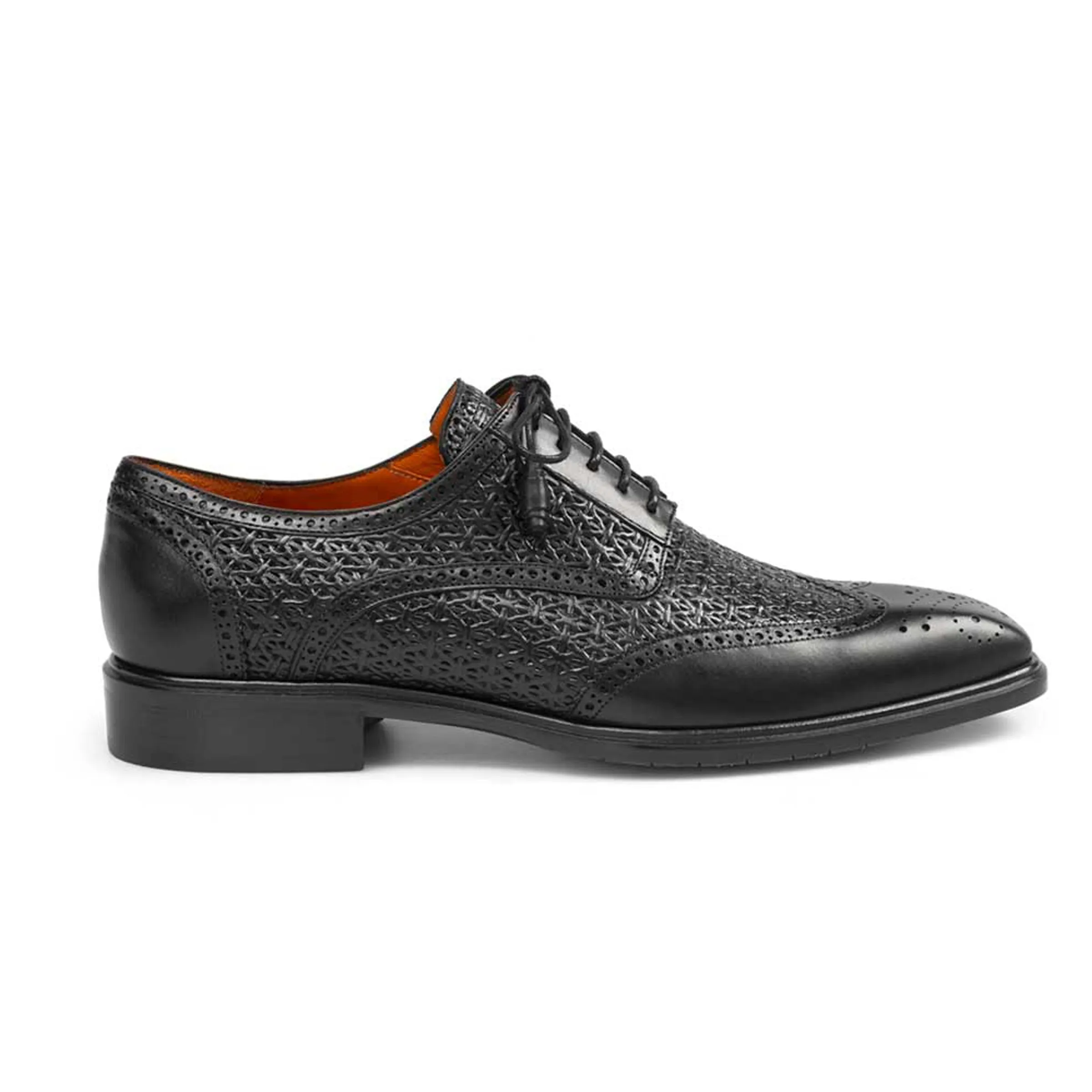 Mens Mezlan Haydn Calfskin Wingtip Oxford Dress Shoe in Cognac