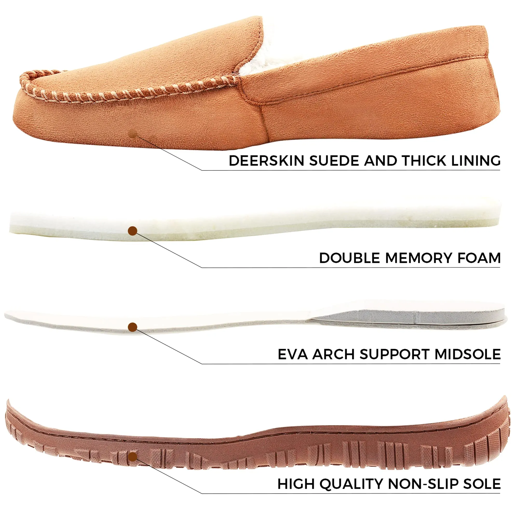 Men's Micro-suede Moccasins with Memory Foam Soles