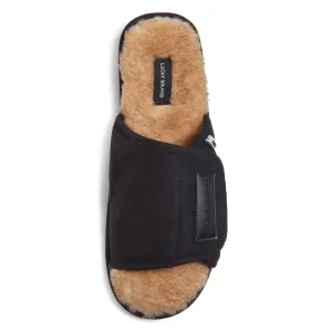 Men's Microsuede Slides with Sherap Fleece Lining and Memory Foam Sole