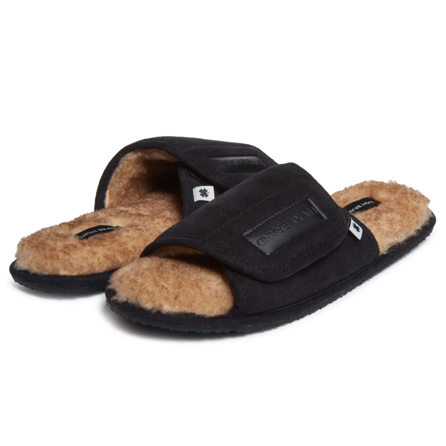 Men's Microsuede Slides with Sherap Fleece Lining and Memory Foam Sole