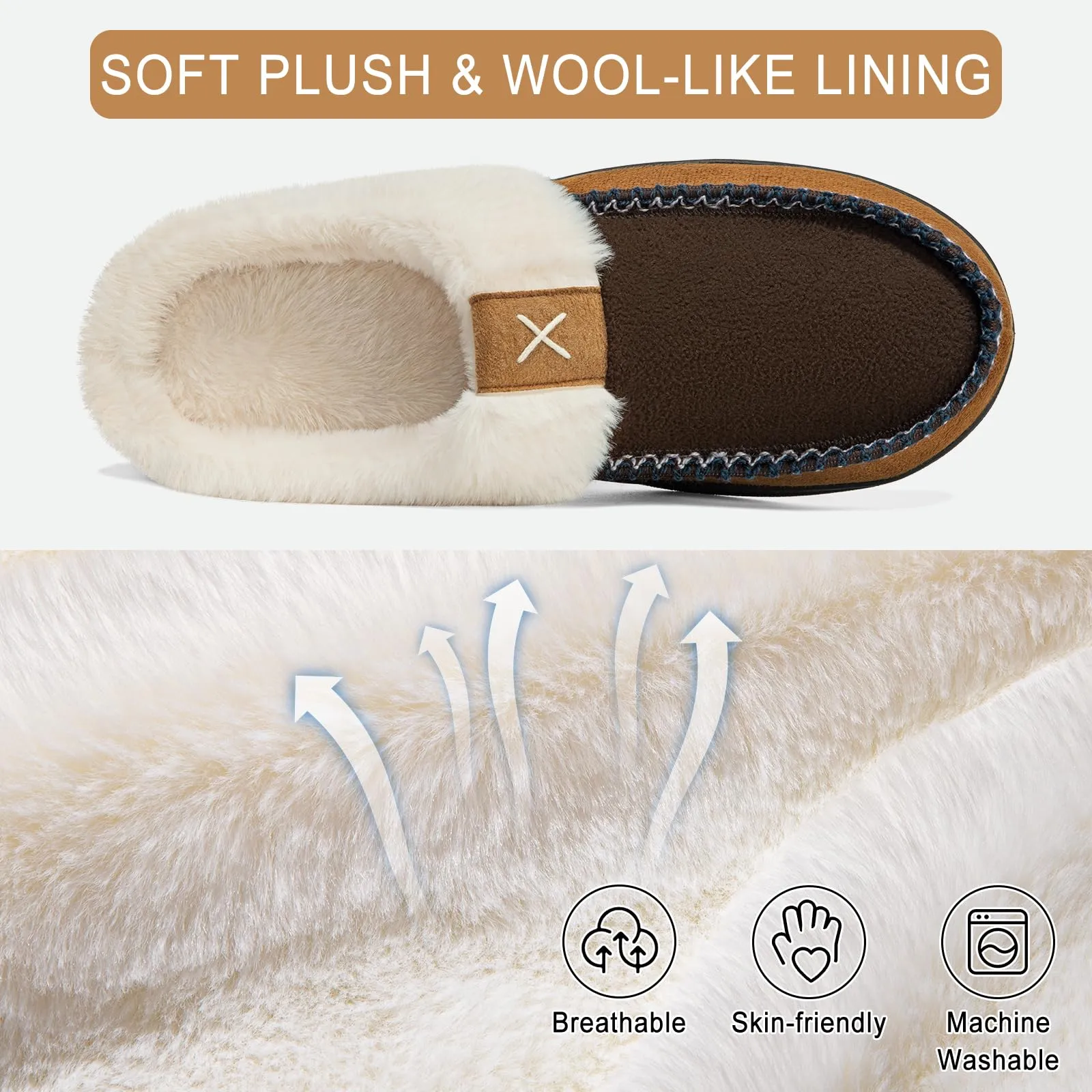 Men's Plush Fleece-Lined Suede Slippers with Memory Foam Soles