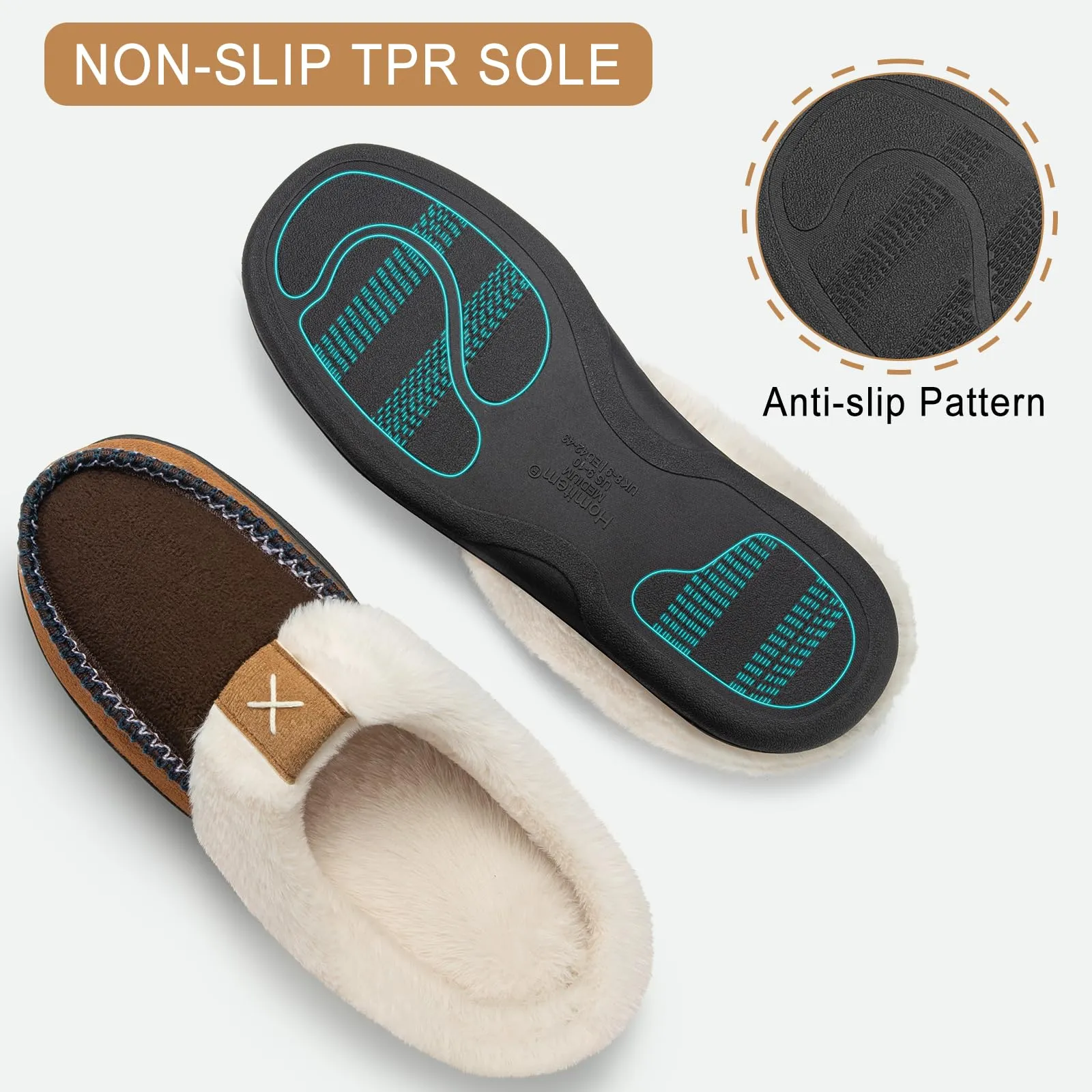 Men's Plush Fleece-Lined Suede Slippers with Memory Foam Soles