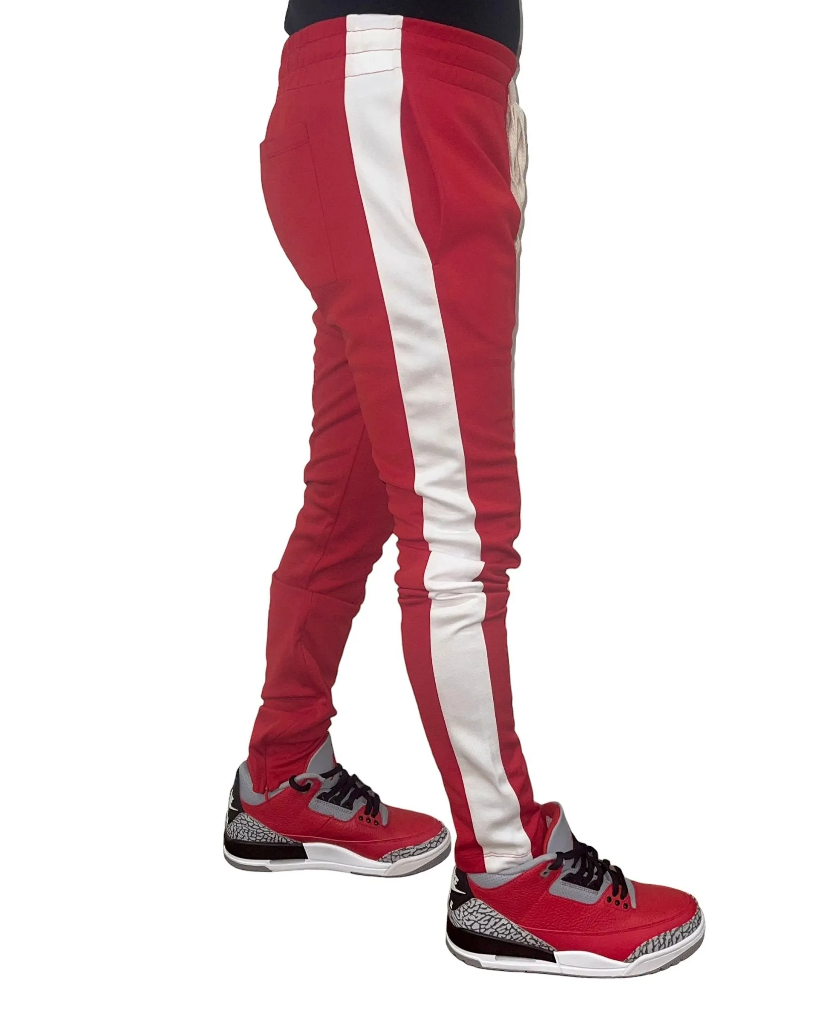Men's Two-Tone Athletic Track Pants – Slim Fit Joggers with Side Stripes