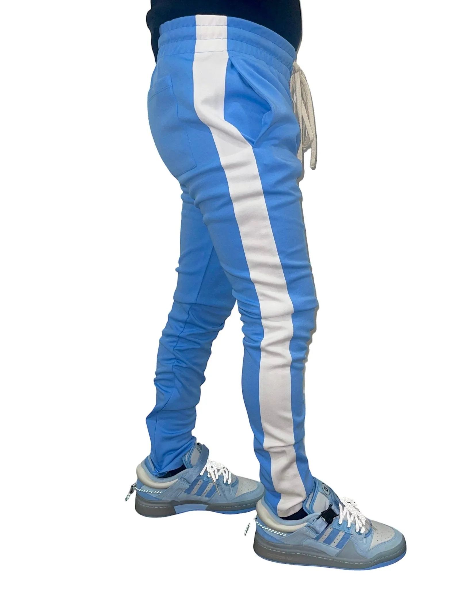 Men's Two-Tone Athletic Track Pants – Slim Fit Joggers with Side Stripes