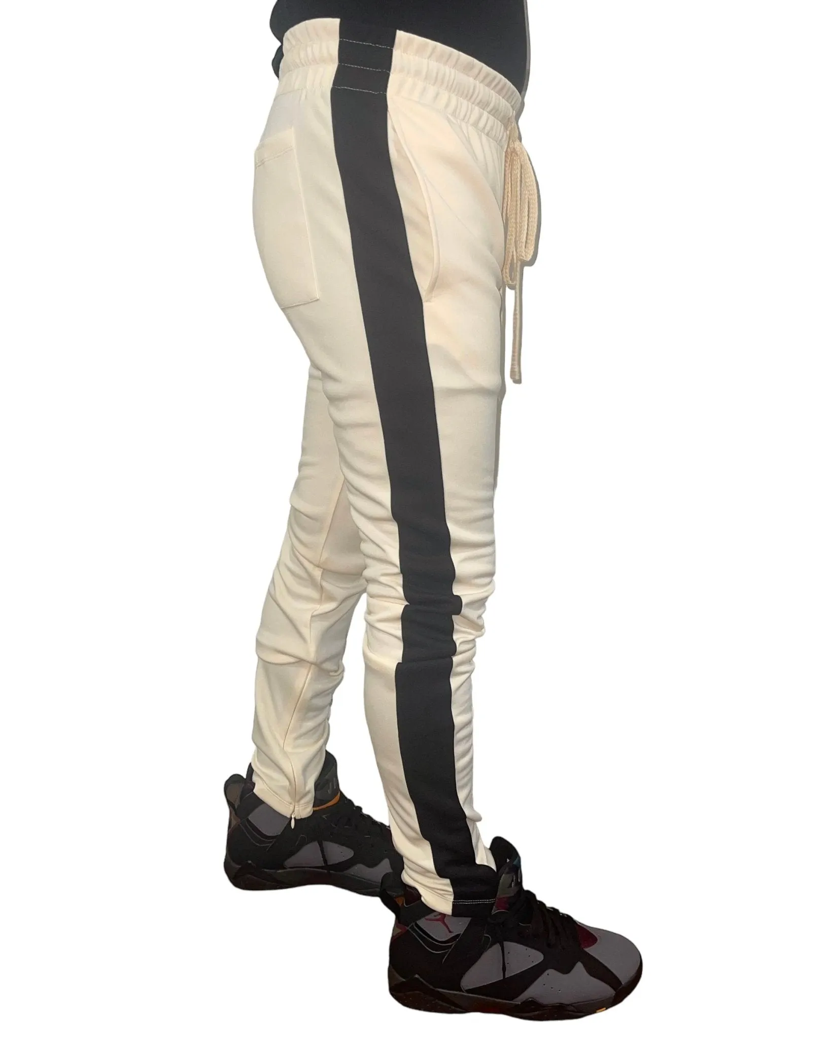 Men's Two-Tone Athletic Track Pants – Slim Fit Joggers with Side Stripes