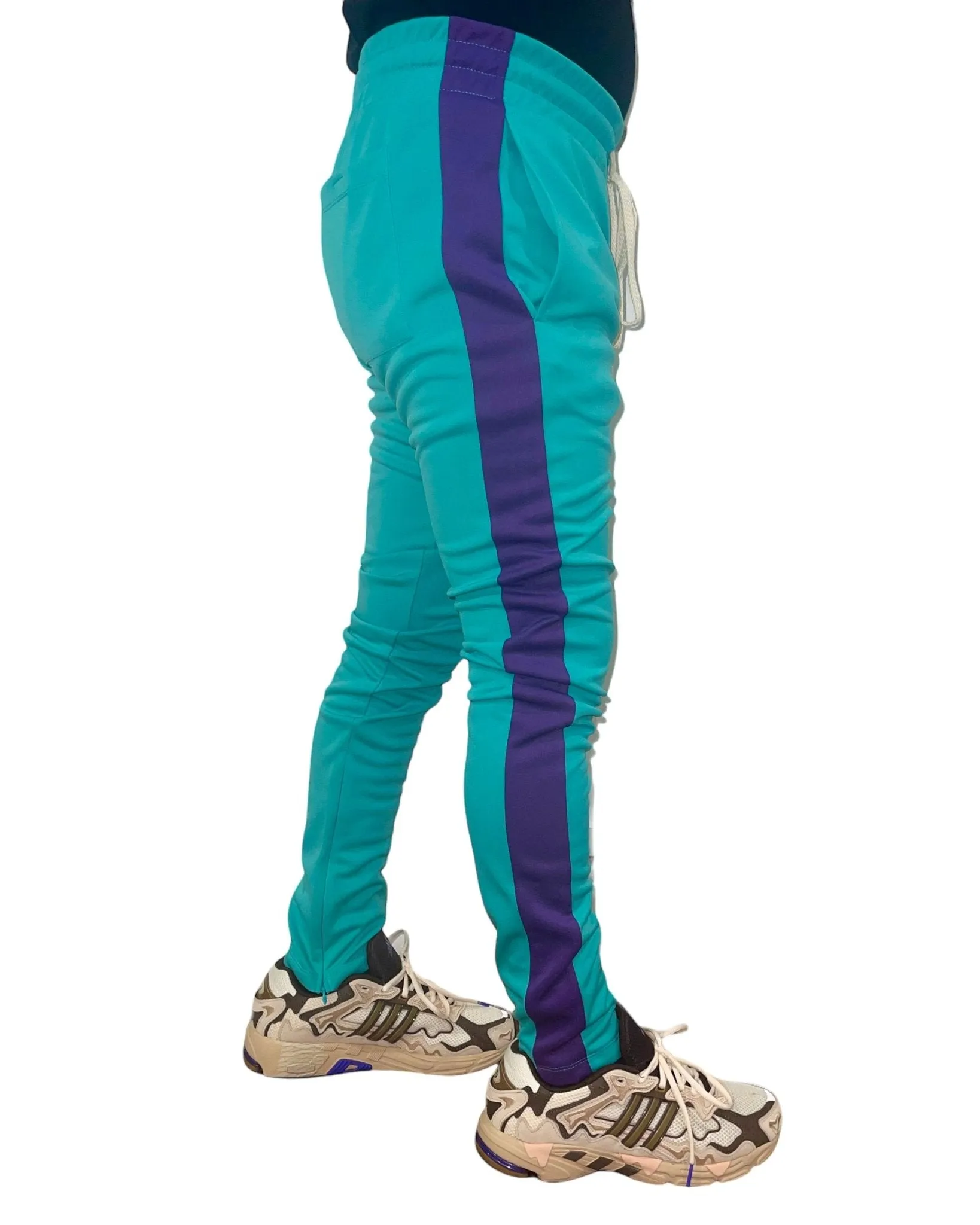 Men's Two-Tone Athletic Track Pants – Slim Fit Joggers with Side Stripes