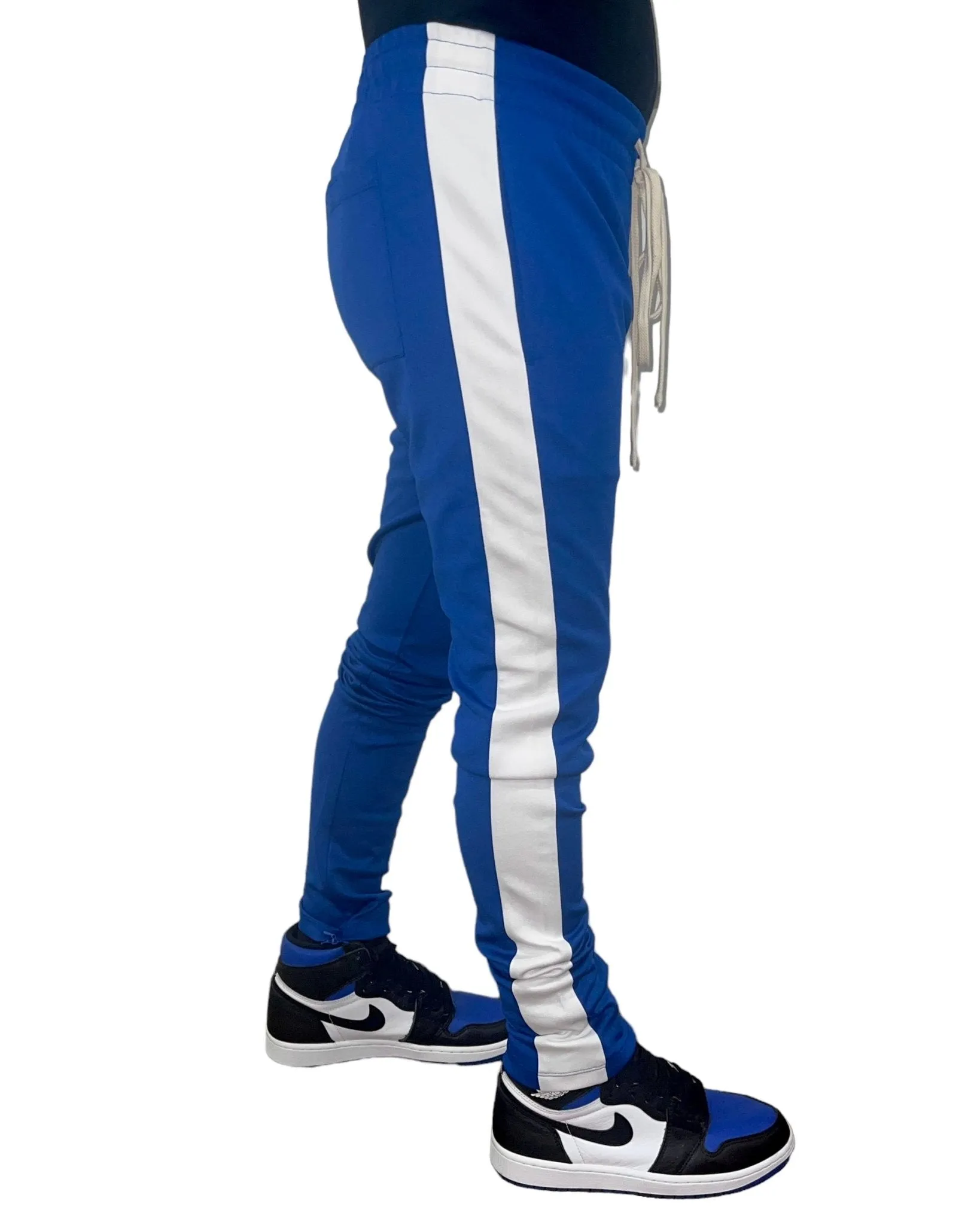Men's Two-Tone Athletic Track Pants – Slim Fit Joggers with Side Stripes