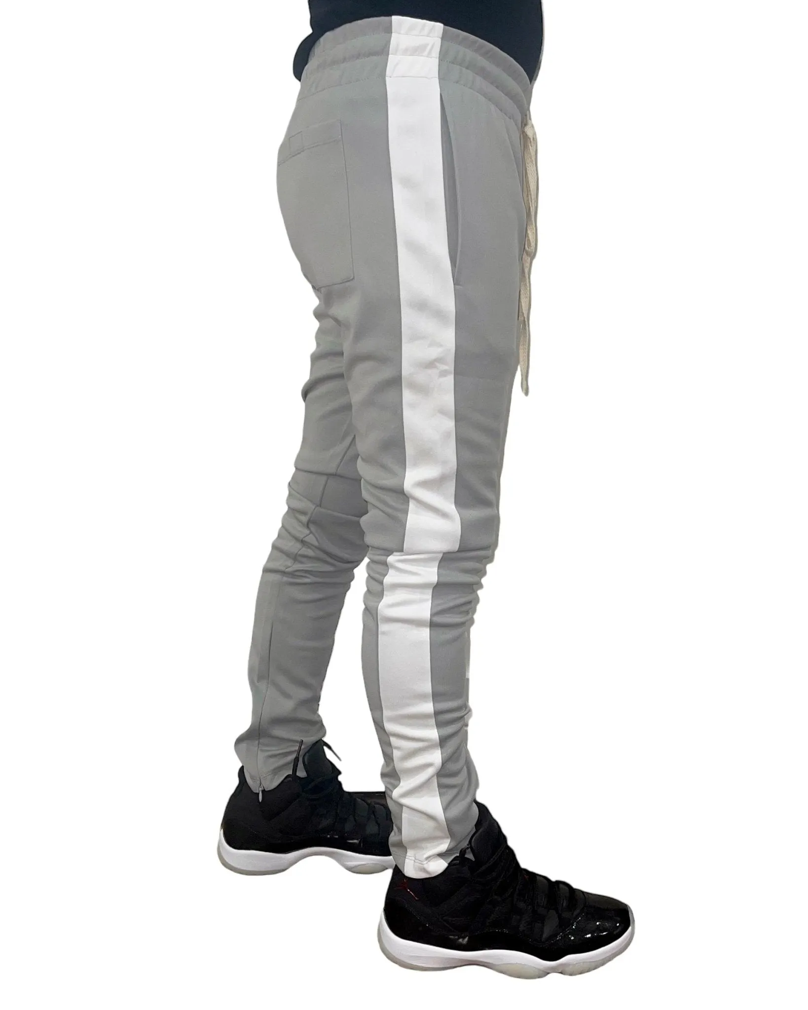 Men's Two-Tone Athletic Track Pants – Slim Fit Joggers with Side Stripes