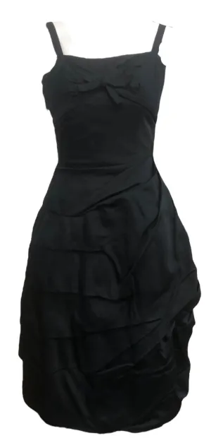 Mingolini Guggenheim 50s Black Faille Cocktail Dress
