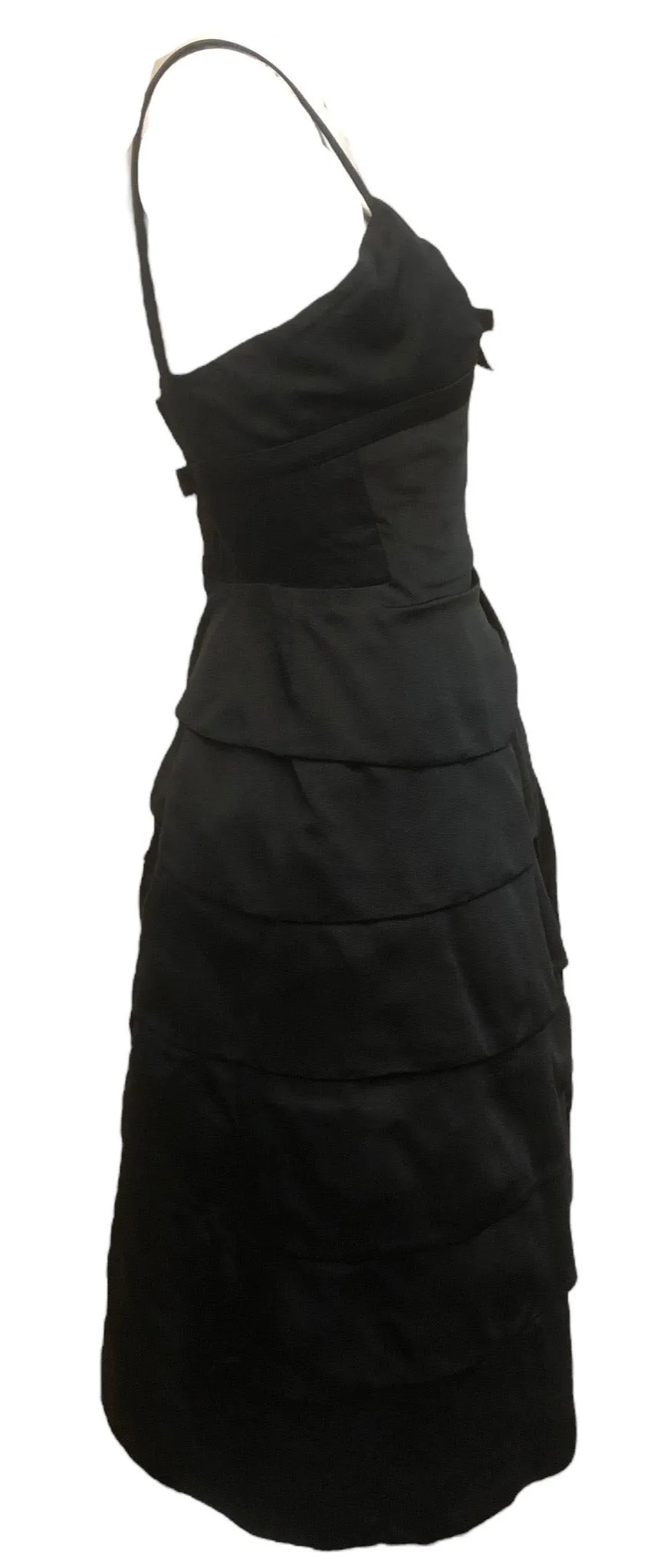 Mingolini Guggenheim 50s Black Faille Cocktail Dress