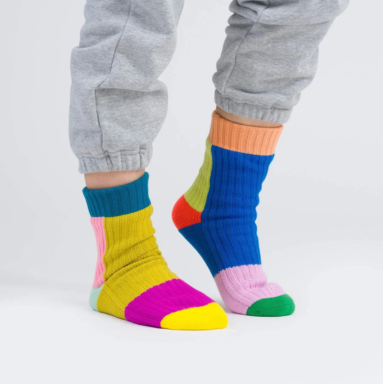 Mismatch House Socks, Rainbow