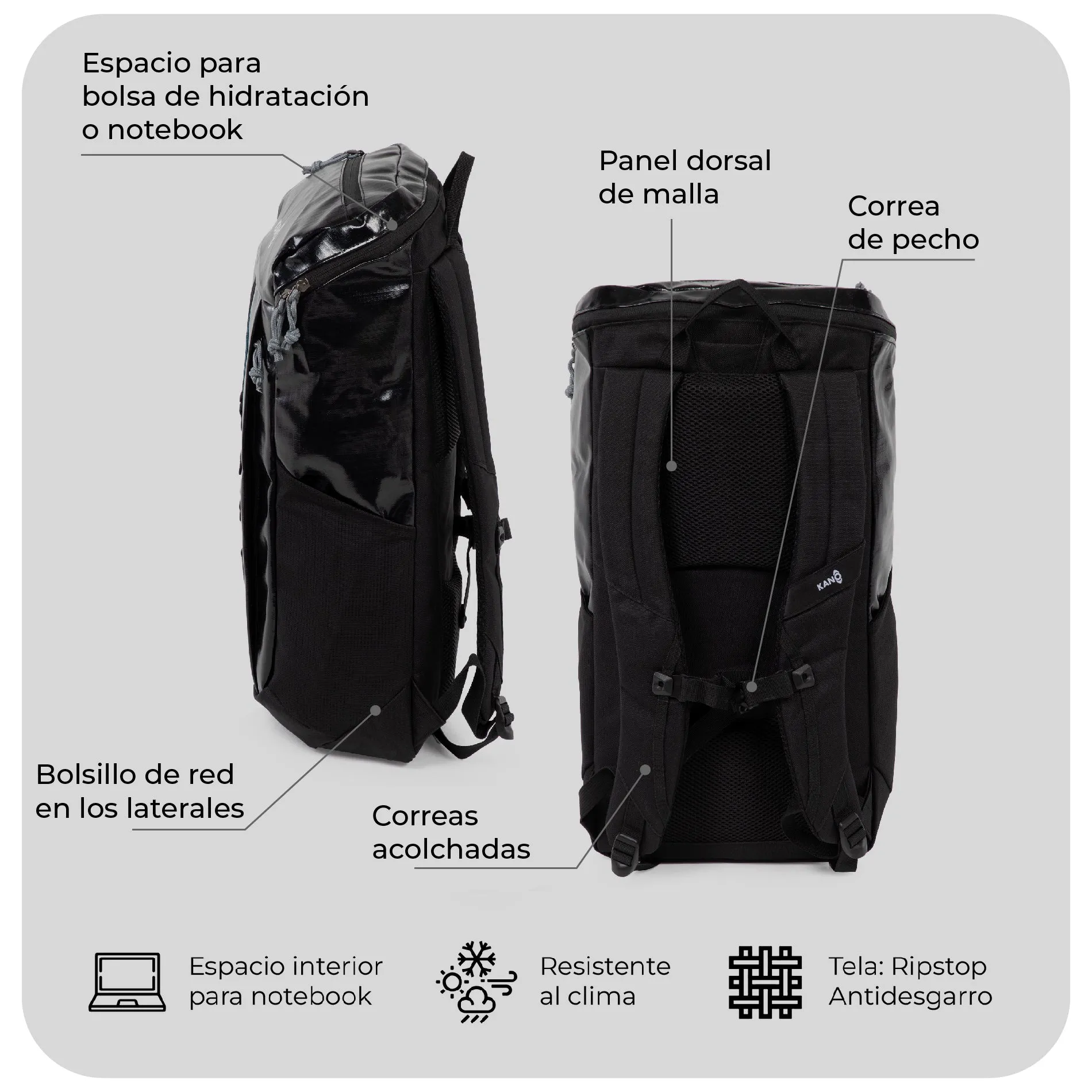 Mochila Outdoor 25L Andes Black