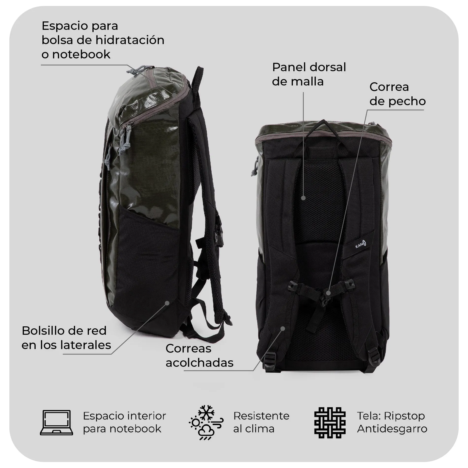 Mochila Outdoor 25L Andes Verde