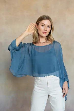 Mona Silk Topper (Aegean Blue)