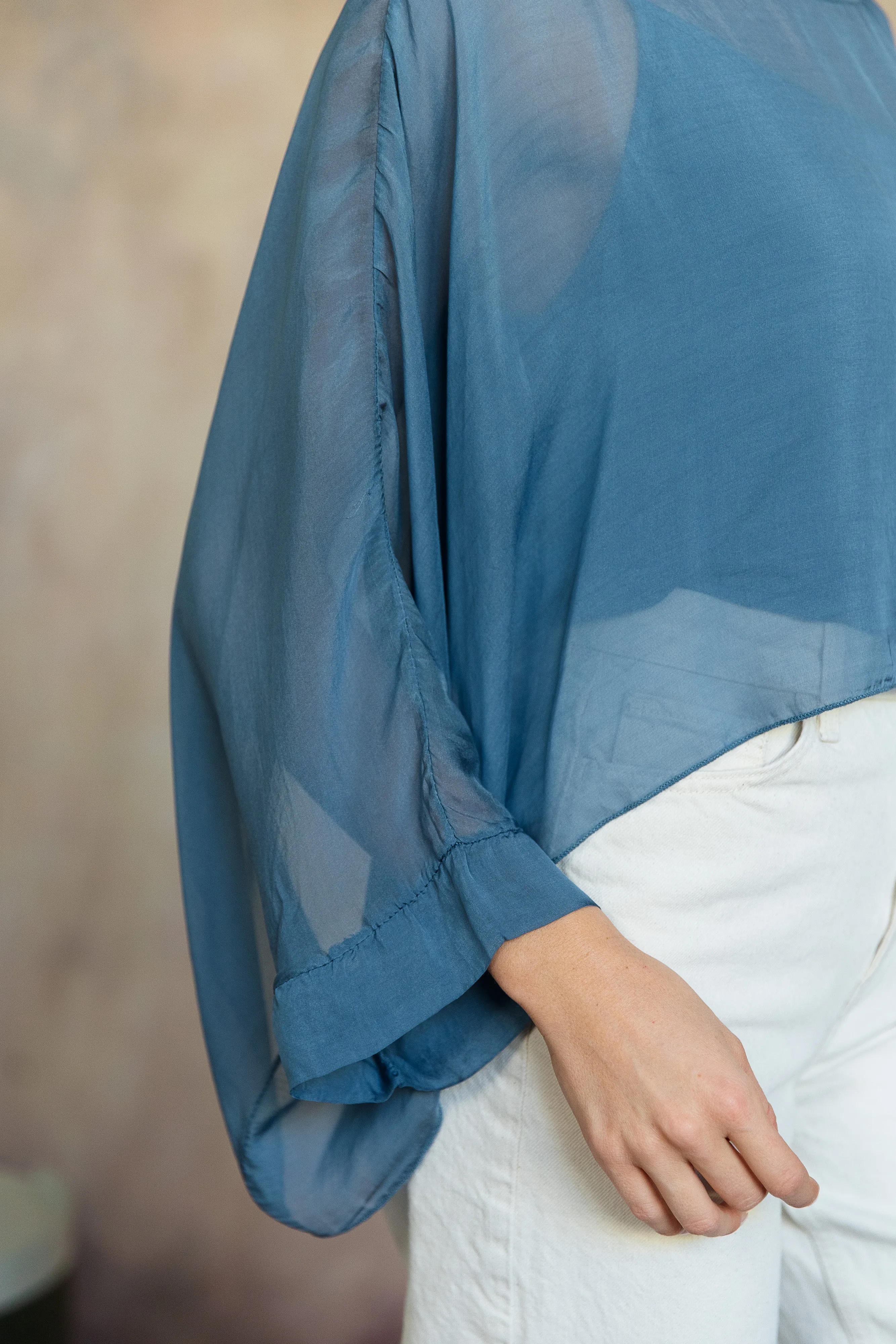 Mona Silk Topper (Aegean Blue)