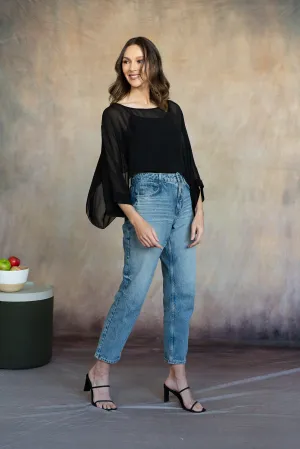 Mona Silk Topper (Black)