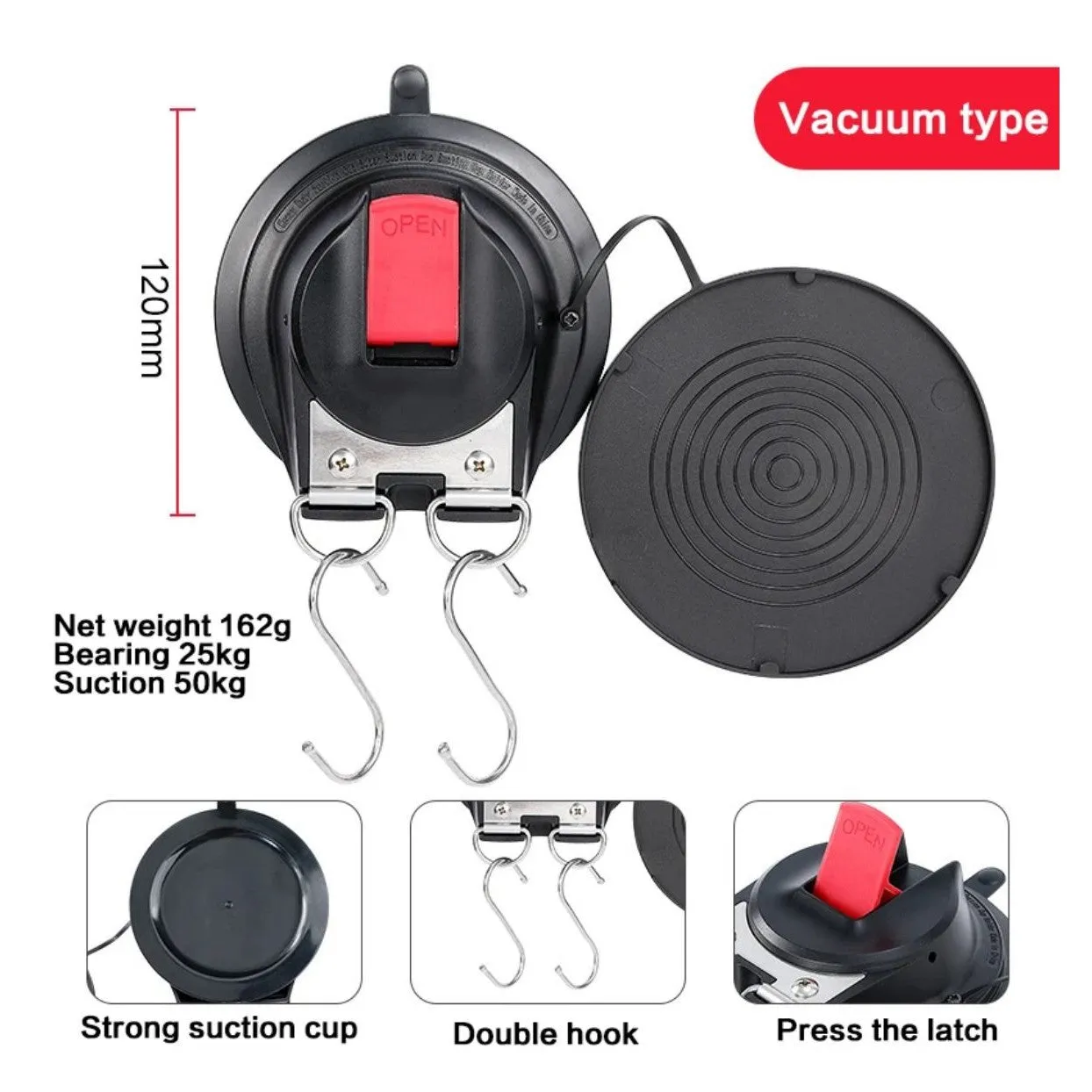 Mrm Outdoor Accessories Heavy Duty Car Strap Suction Cup Hooks Strong Suction Cups for Car Awning Boat Camping Trap - TOK