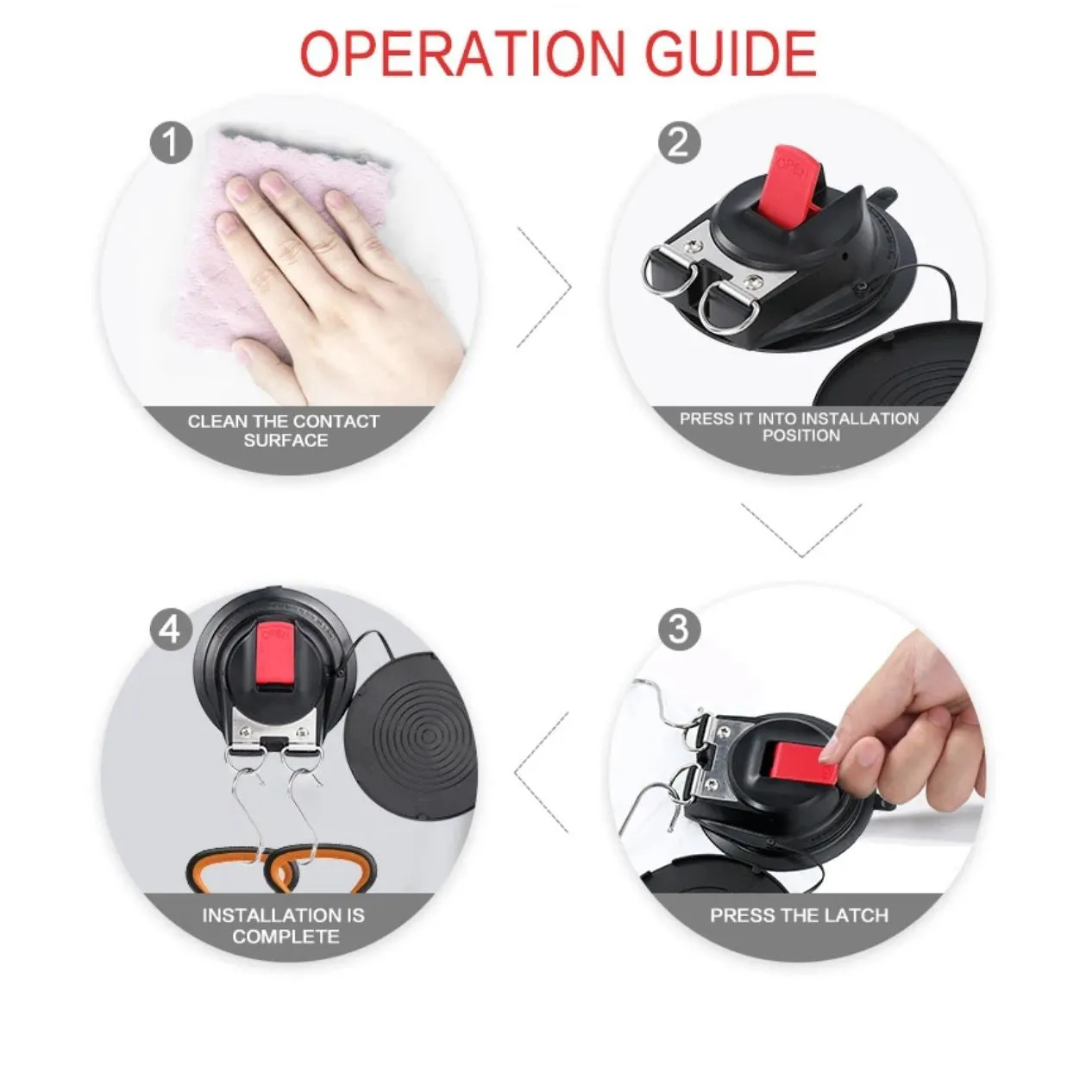 Mrm Outdoor Accessories Heavy Duty Car Strap Suction Cup Hooks Strong Suction Cups for Car Awning Boat Camping Trap - TOK