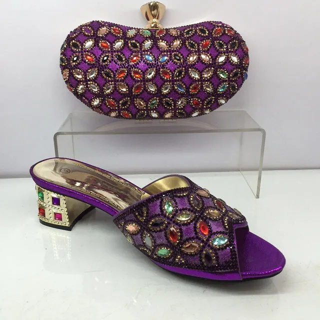New GOLD Color Latest Design Matching Italian Shoe and Bag Set