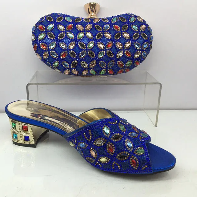 New GOLD Color Latest Design Matching Italian Shoe and Bag Set