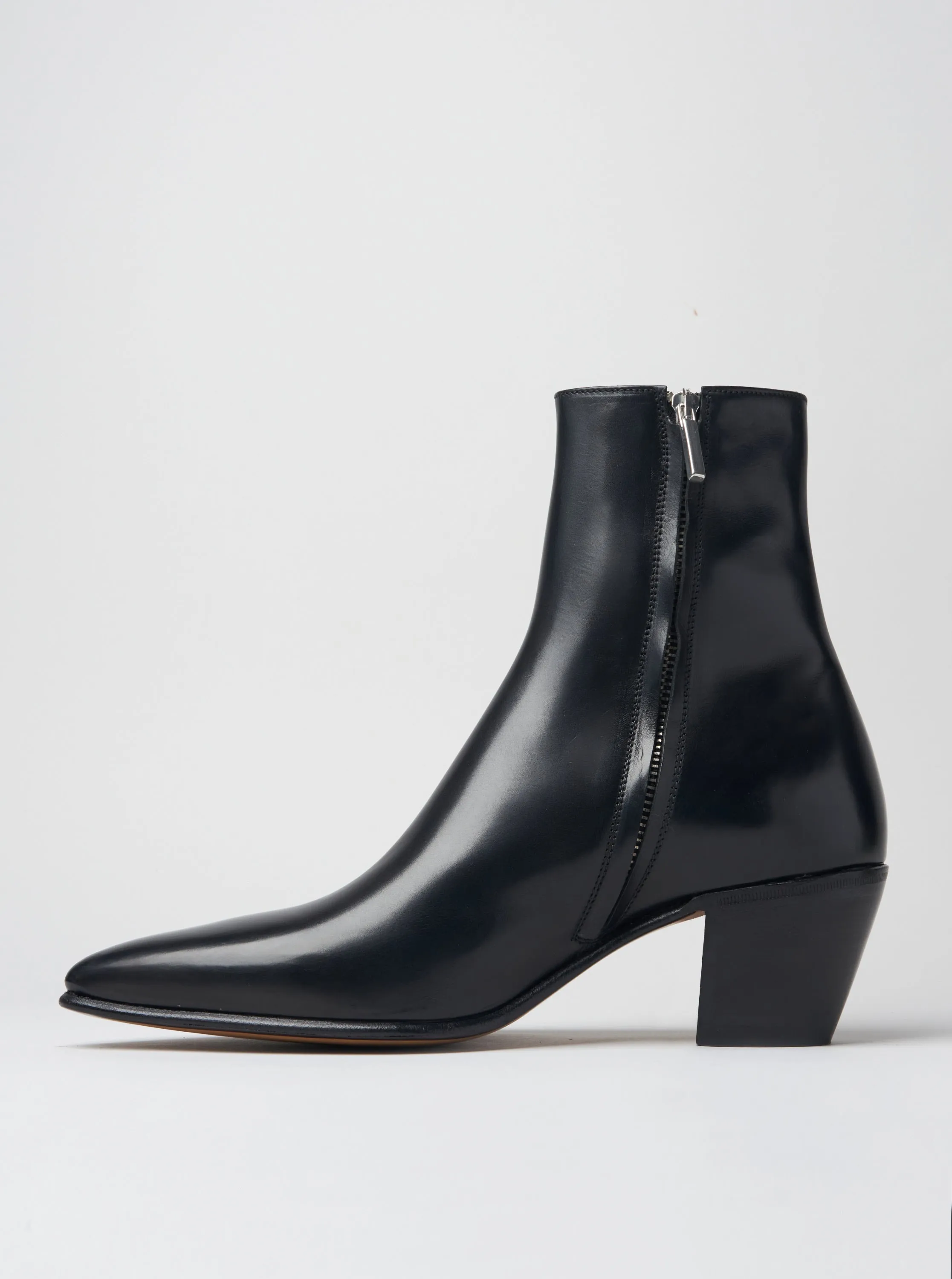 NICO 60MM ANKLE BOOT IN BLACK CALFSKIN