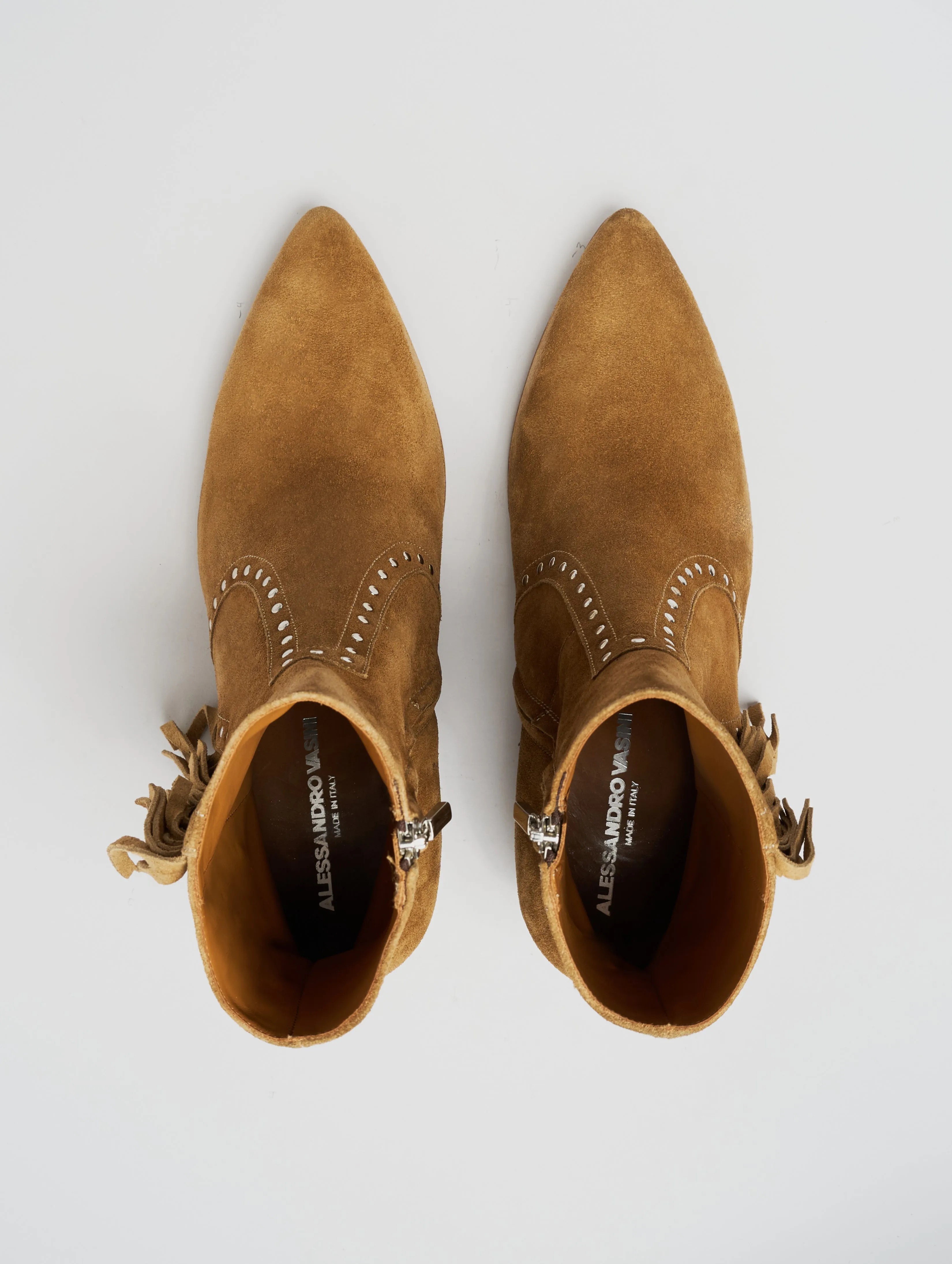 NICO 60MM "MOJAVE" FRINGED BOOT IN TOBACCO SUEDE-Woman