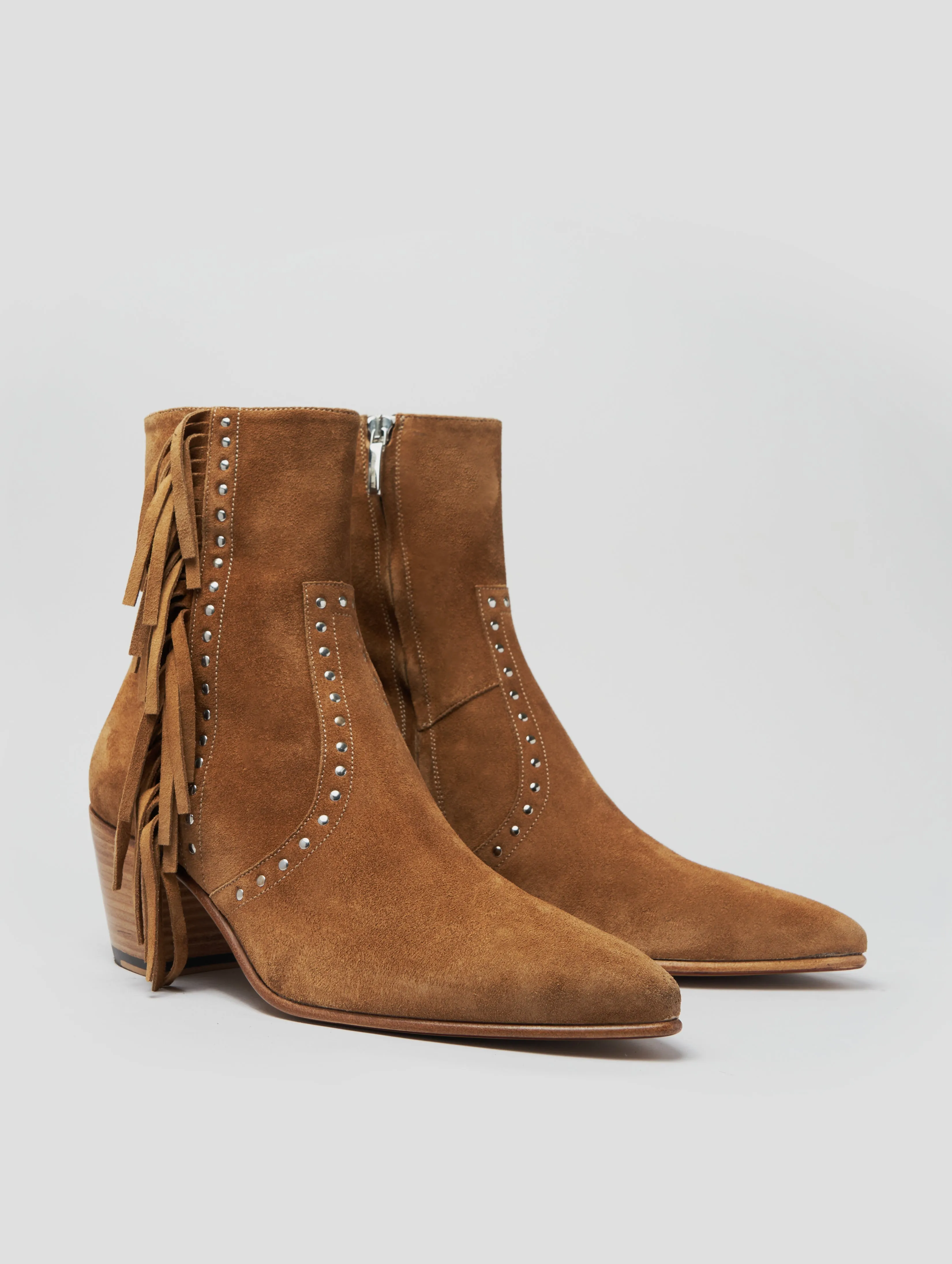 NICO 60MM "MOJAVE" FRINGED BOOT IN TOBACCO SUEDE-Woman