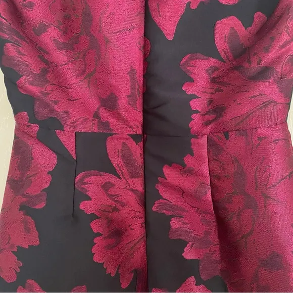 NWT Anthropologie Dress Hutch Floral Jacquard Berry and Navy, V- Neck Size 8