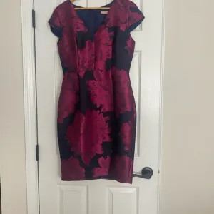 NWT Anthropologie Dress Hutch Floral Jacquard Berry and Navy, V- Neck Size 8