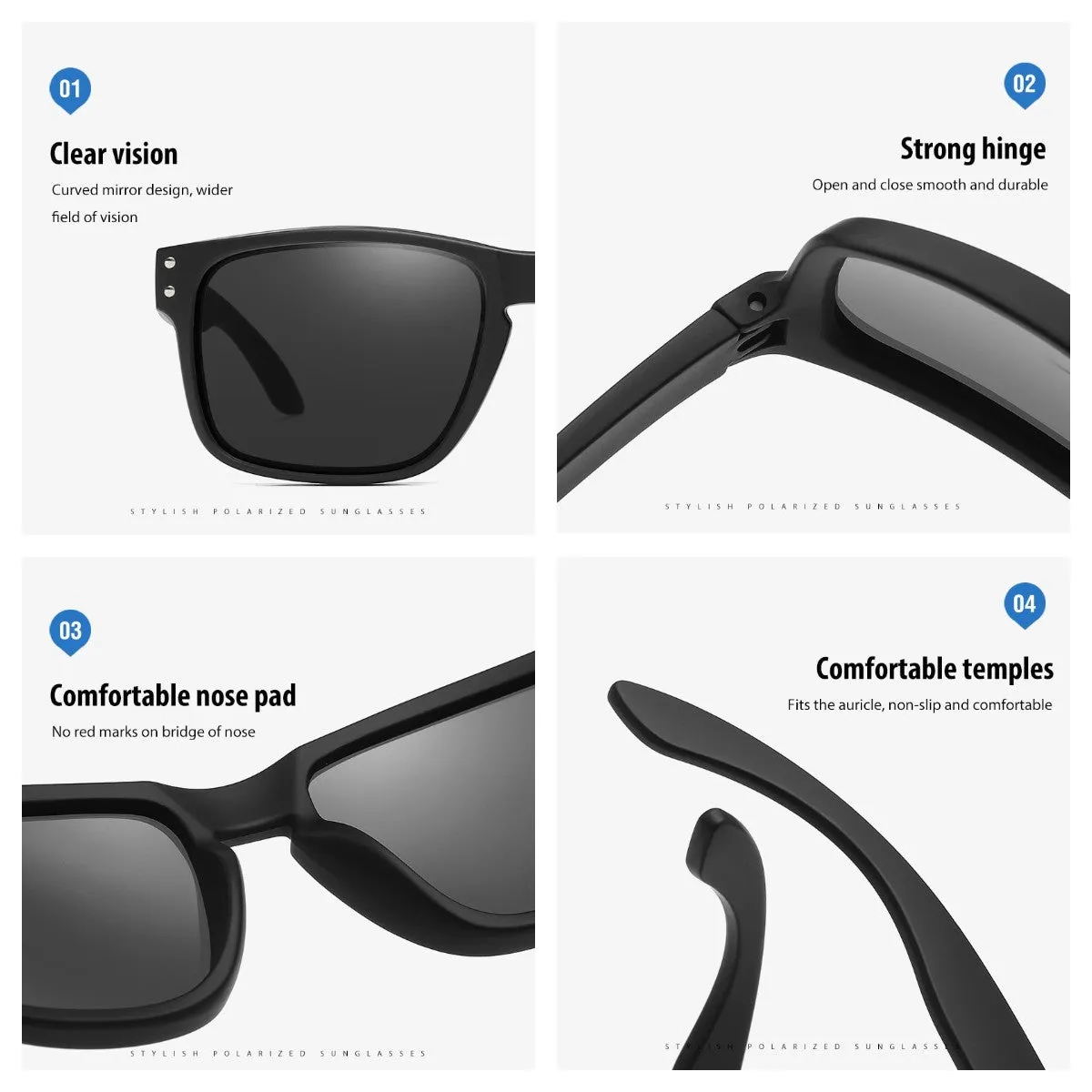 OOLVS Men Sports Polarized Sunglasses, Driving Fishing Cycling Square Sun Glasses, Protective Glasses, Classic Women Spectacles Fashion Frame Gafas De Sol