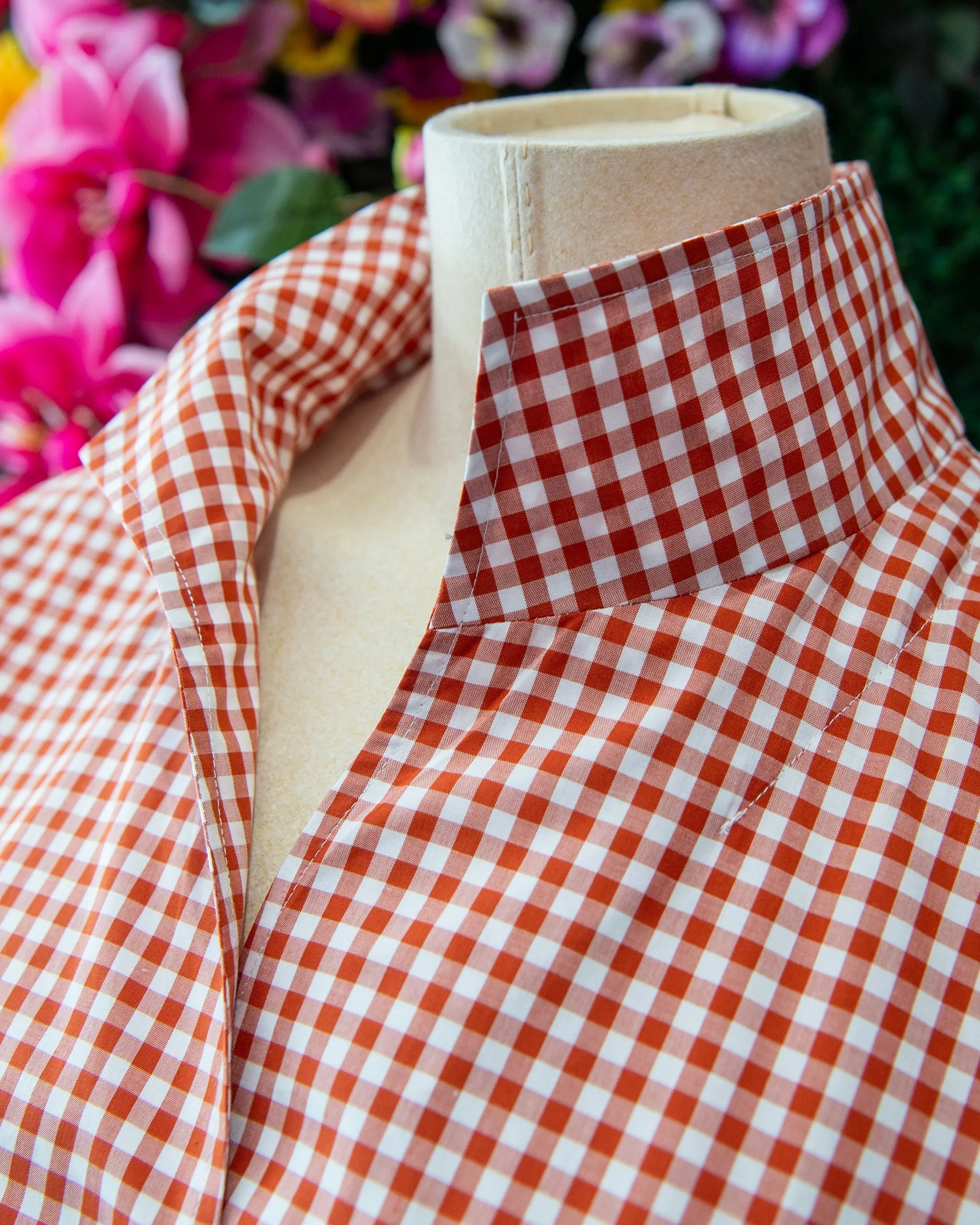 Orange Gingham Cap Sleeve Dress