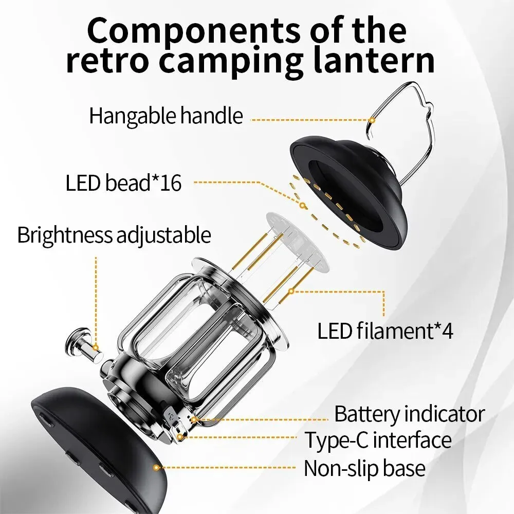 Outdoor Camping Lantern Portable USB Rechargeable Lamp
