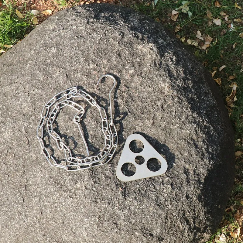 Outdoor Camping Triangular Hanging Pot Bracket Portable Tripod Ring Stainless Barbecue Rack Picnic Multifunctional Ring Hook