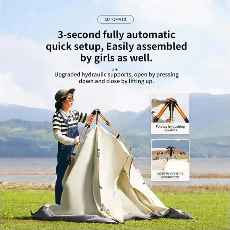 Outdoor folding tent fully automatic quick opening tent 3-4 person self driving camping tent rain