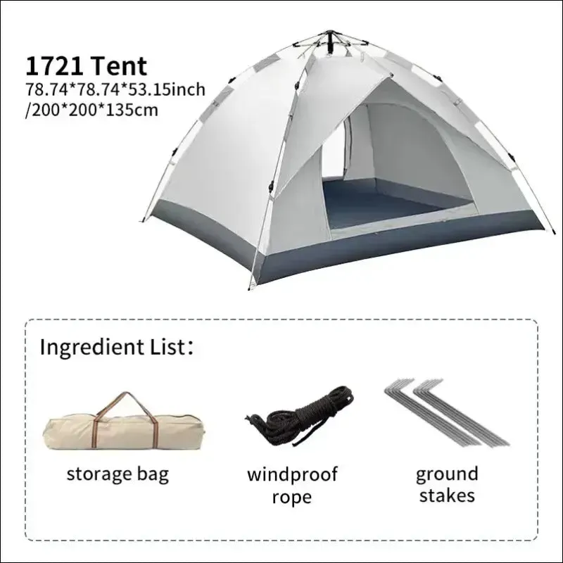 Outdoor folding tent fully automatic quick opening tent 3-4 person self driving camping tent rain