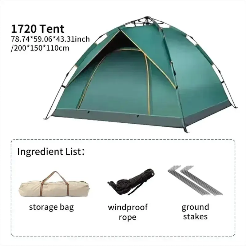 Outdoor folding tent fully automatic quick opening tent 3-4 person self driving camping tent rain