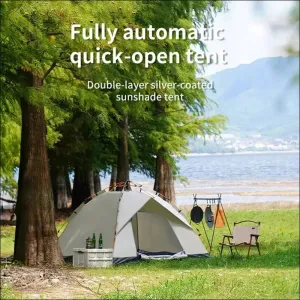 Outdoor folding tent fully automatic quick opening tent 3-4 person self driving camping tent rain