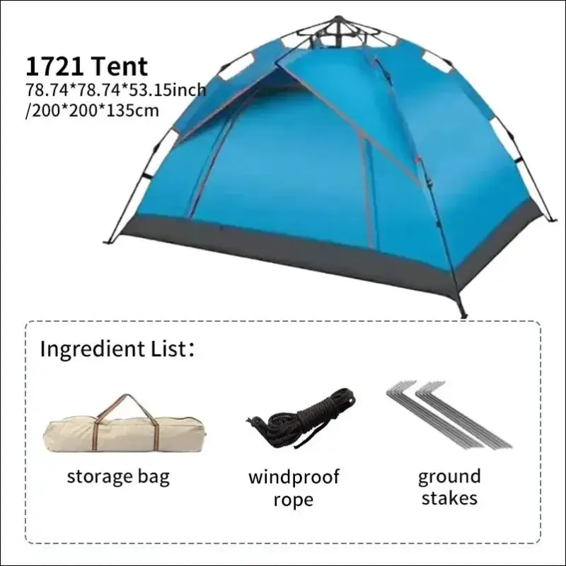 Outdoor folding tent fully automatic quick opening tent 3-4 person self driving camping tent rain