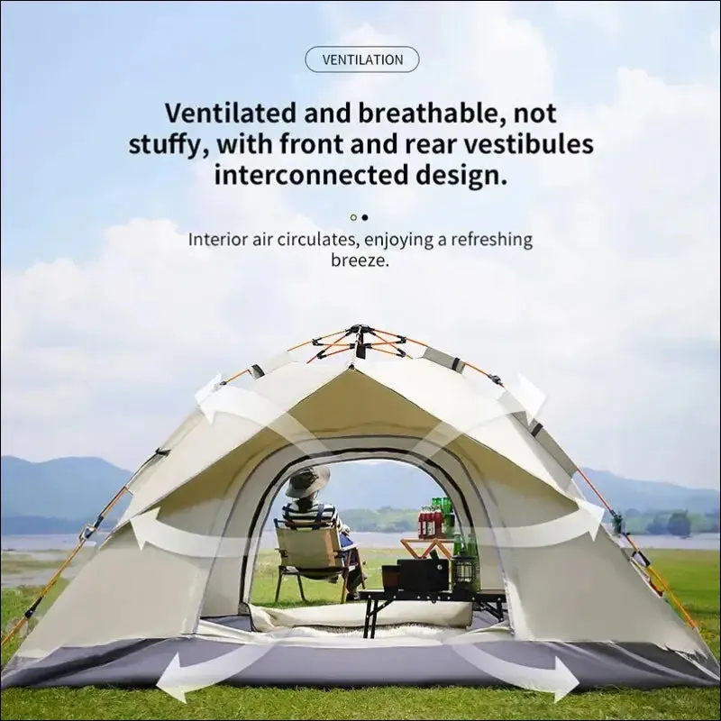 Outdoor folding tent fully automatic quick opening tent 3-4 person self driving camping tent rain