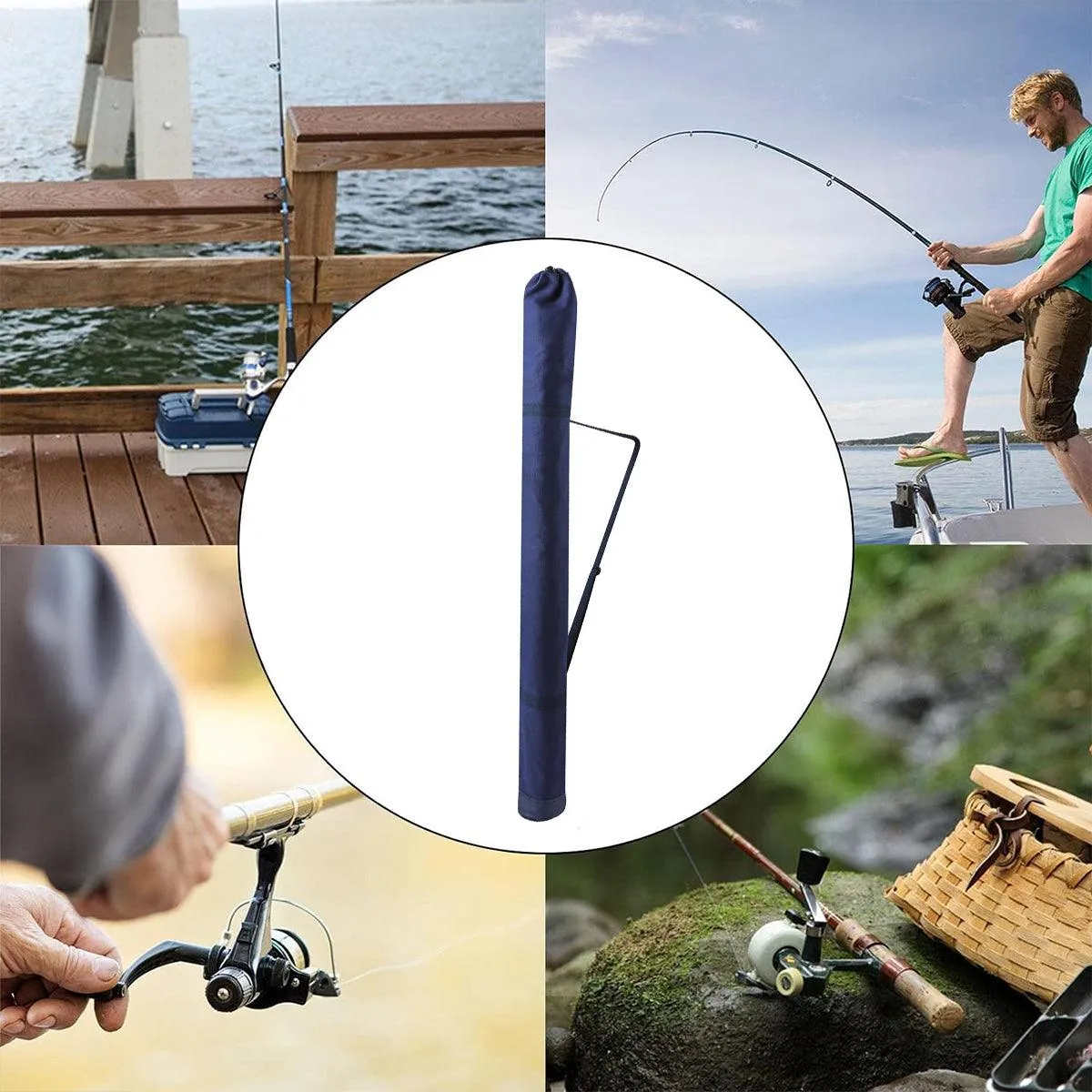 Outdoor Portable Fishing Rod Bag Folding Storage Carrier Waterproof Fishing Case